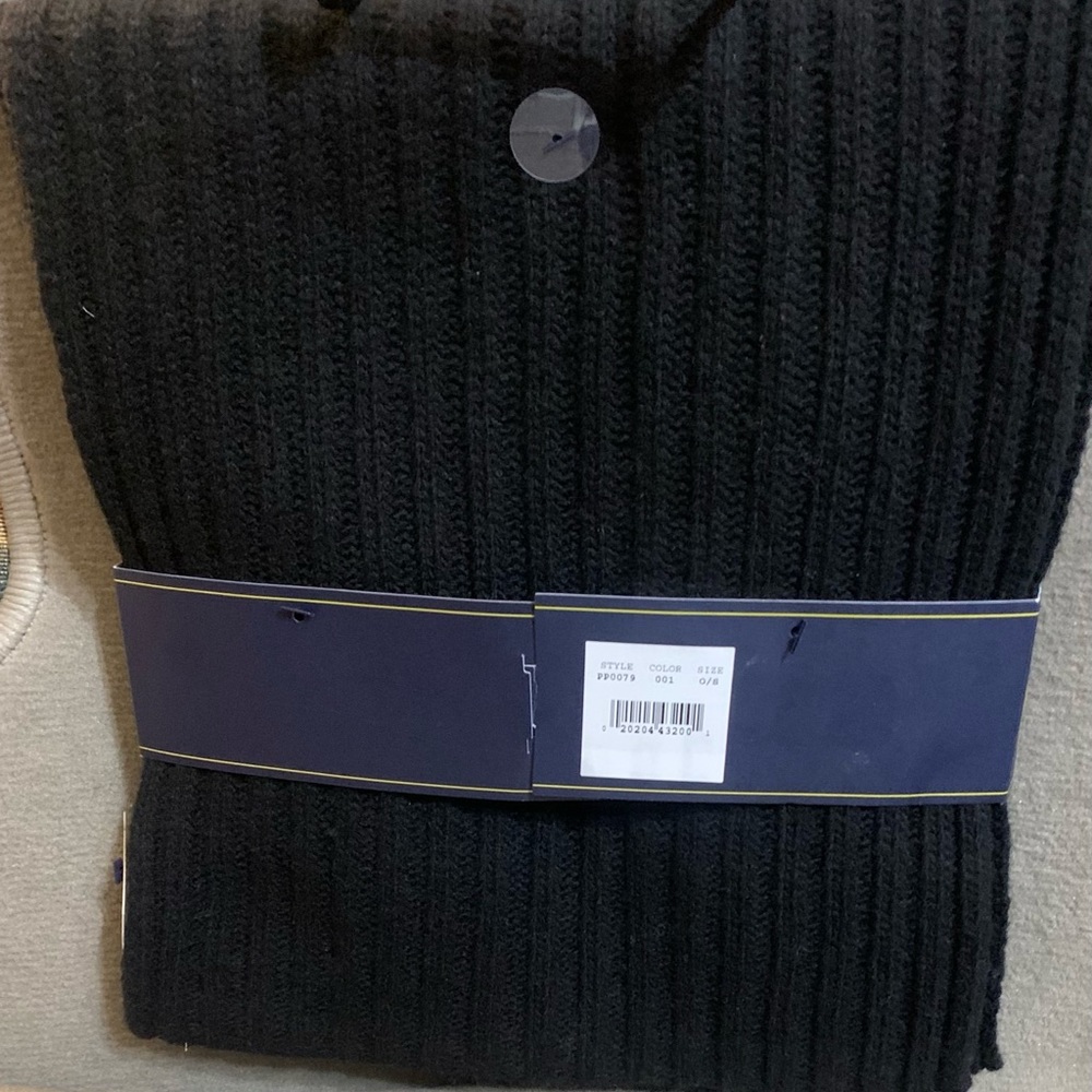 Polo Ralph Lauren 2 Piece Hat & Scarf Set Gray OSFM Lambs Wool Blend NEW Black - Picture 2 of 3